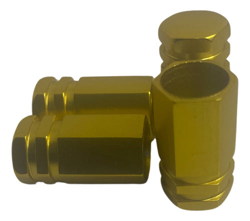 Tampa De Válvula Pneu Carro Sextavada Grande 4pçs - Amarelo