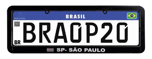 Moldura De Placa Carro Preta Mercosul - Município São Paulo