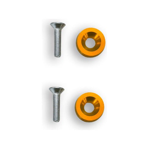 Parafuso De Placa + Tampa De Válvula Moto Redonda - Amarelo