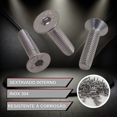 Parafuso Allen Inox Com Cabeça Conica Chata M5 X 10mm 10 Pçs