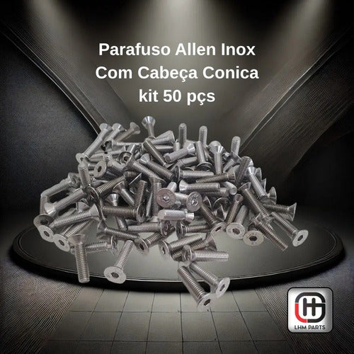 Parafuso Allen Inox Com Cabeça Conica Chata M6 X 20mm 50 Pçs