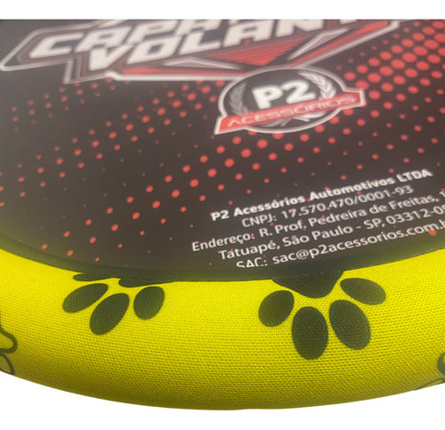 Capa De Volante Em Neoprene Preto - Bull Dog Amarelo