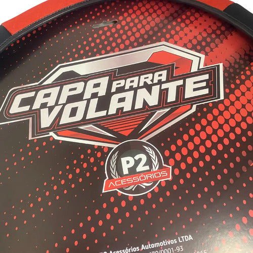 Capa De Volante Em Neoprene Preto - Vermelho