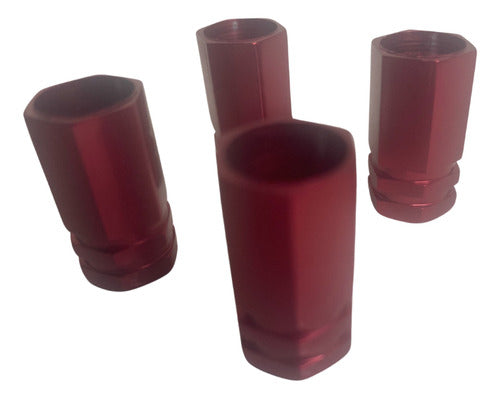 Tampa De Válvula Pneu Carro Sextavada Grande 4pçs - Vermelho