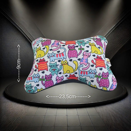 Almofada Apoio Cervical De Pescoço Para Carro- Gato Colorido