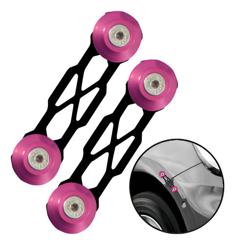 Trava De Para-choque Chapa Preto - Anilha Rosa  (decorativa)