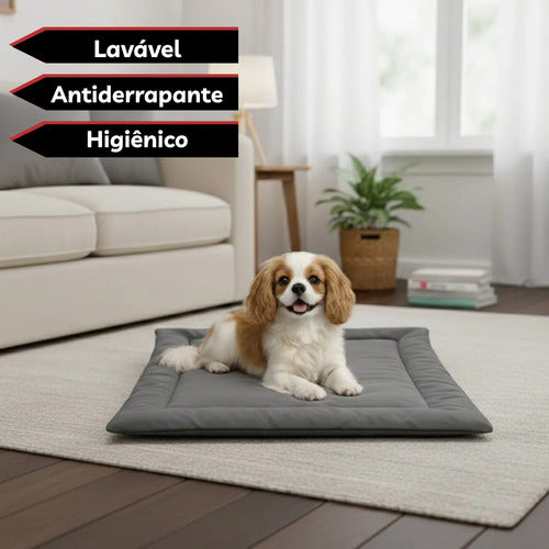 Colchonete Pet Caminha Almofada Cachorro Gato M Porte Médio Cinza Liso