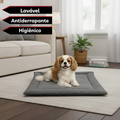 Colchonete Pet Caminha Almofada Cachorro Gato M Porte Médio Cinza Liso
