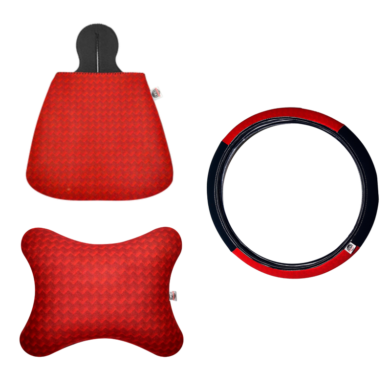 Kit Carro 3 Peças Lixeira Almofada de Pescoço e Capa de Volante Cores Neutras