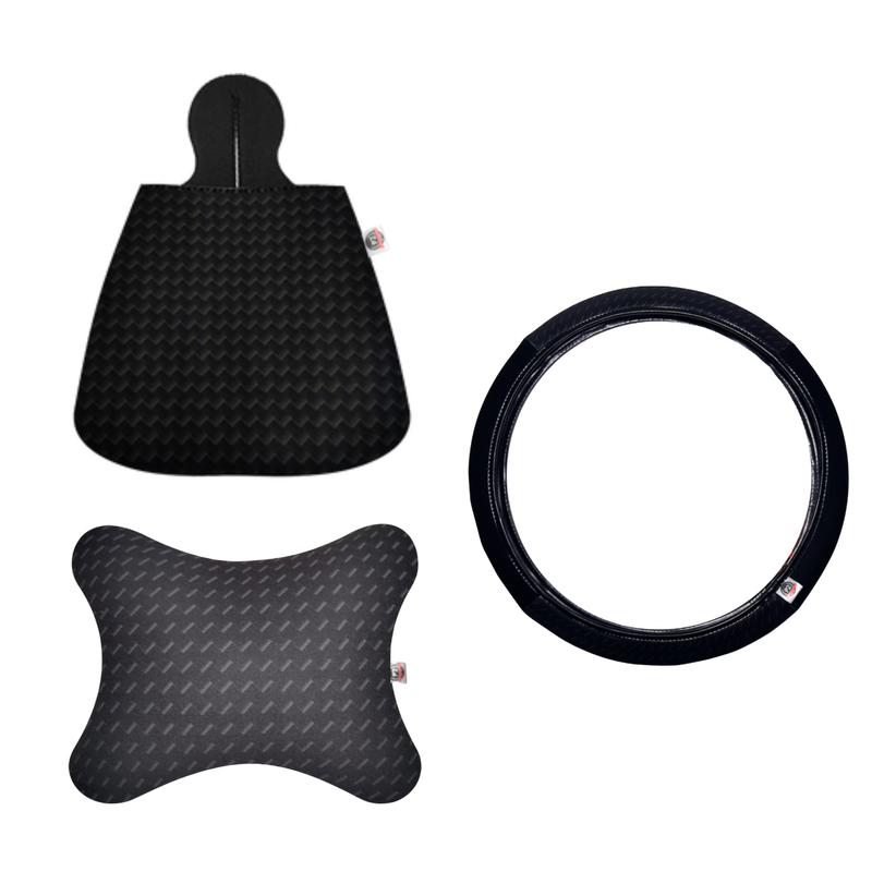 Kit Carro 3 Peças Lixeira Almofada de Pescoço e Capa de Volante Cores Neutras