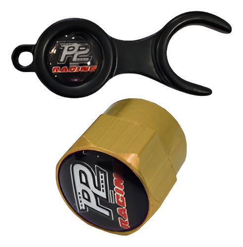 Tampa Bico Valvula Antifurto Pneu Com Chave P2 Racing