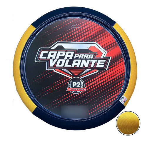 Capa De Volante Em Neoprene Preto - Amarelo