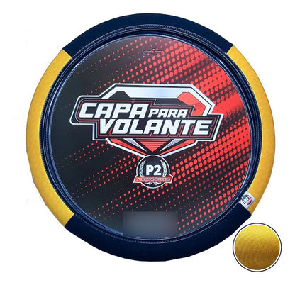 Capa De Volante Em Neoprene Preto - Amarelo