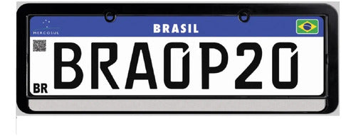 Moldura De Placa Carro -universal Preta Refletiva - Par