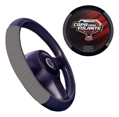 Capa De Volante Em Neoprene Preto - Cinza