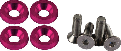 Parafuso / Anilha Placa Carro Anodizado - Rosa