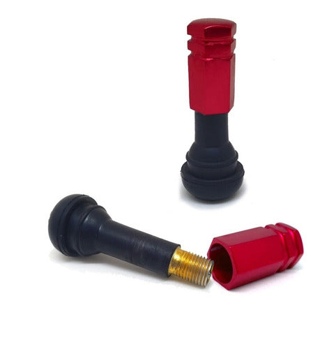 Tampa De Válvula Pneu Carro Sextavada Grande 4pçs - Vermelho