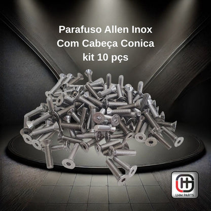 Parafuso Allen Inox Com Cabeça Conica Chata M5 X 10mm 10 Pçs