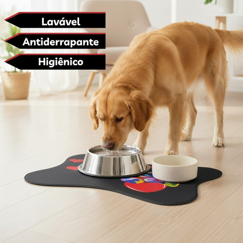Tapete Comedouro Pet Americano Para Tigelas Cachorro Gato