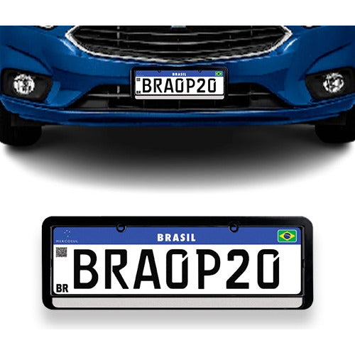 Moldura De Placa Carro -universal Preta Refletiva - Par