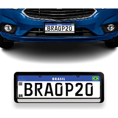 Moldura De Placa Carro -universal Preta Refletiva - Par