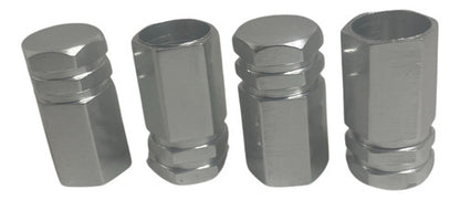 Tampa De Válvula Pneu Carro Sextavada Grande 4pçs - Prata