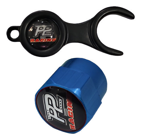 Tampa Bico Valvula Antifurto Pneu Com Chave P2 Racing