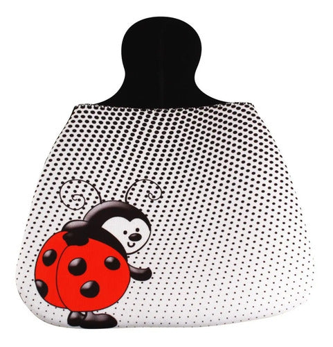 Lixeira De Carro Auto Em Neoprene - Lixocar - Estampa Joaninha Branca - Joaninha