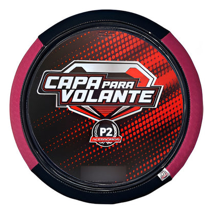 Capa De Volante Em Neoprene Preto - Rosa