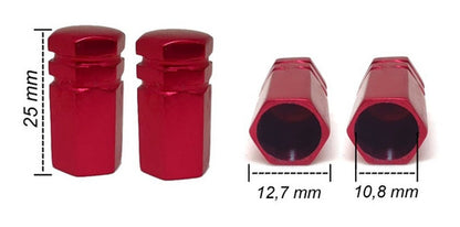 Tampa De Válvula Pneu Carro Sextavada Grande 4pçs - Vermelho