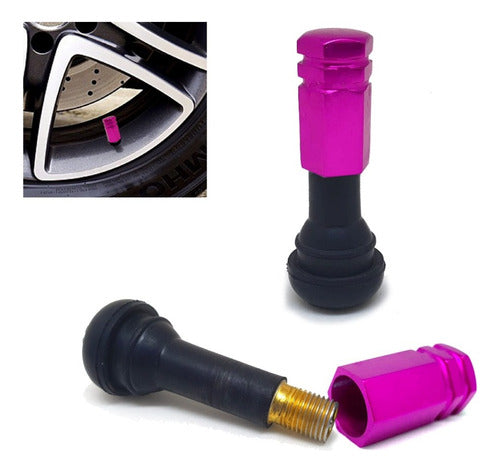 Tampa De Válvula Pneu Carro Sextavada Grande 4pçs - Rosa