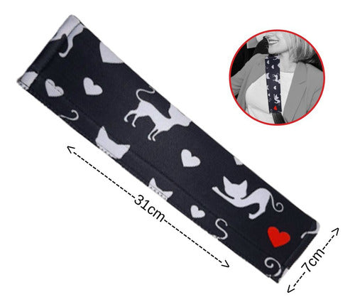 Protetor Cinto Segurança Adulto E Infantil  Gato Branco