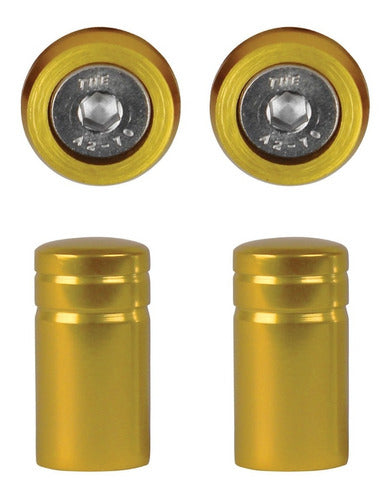 Parafuso De Placa + Tampa De Válvula Moto Redonda - Amarelo