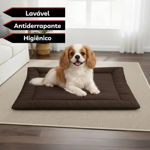 Colchonete Pet Caminha Almofada Cachorro Gato M Porte Médio Marrom Liso
