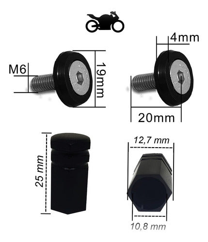 Anilha Placa + Tampa De Válvula Moto Sextavada - Preto