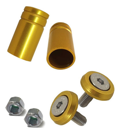 Parafuso De Placa + Tampa De Válvula Moto Redonda - Amarelo