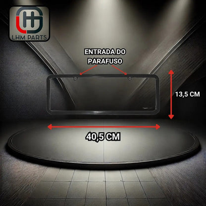 Moldura De Placa Carro Mercosul -universal Preta Lisa - Par