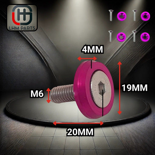 Parafuso / Anilha Placa Carro Anodizado - Rosa