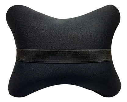 Almofada Apoio Cervical De Pescoço Para Carro - Gato Branco Preto Com Estampa Branca E Detalhe Vermelho Estampa De Gatos
