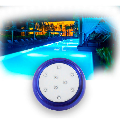 Luminária Piscina Luz Led Azul 80mm 9w Corpo Azul  Iluctron