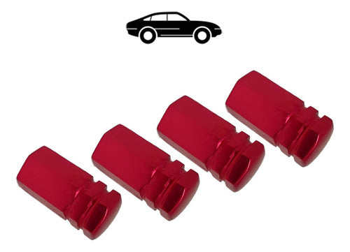 Tampa De Válvula Pneu Carro Sextavada Grande 4pçs - Vermelho