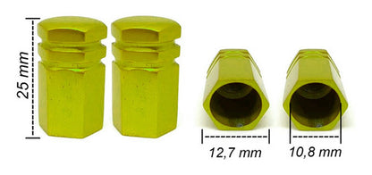 Tampa Válvula Pneu Carro Sextavada Grande - 4pc Várias Cores