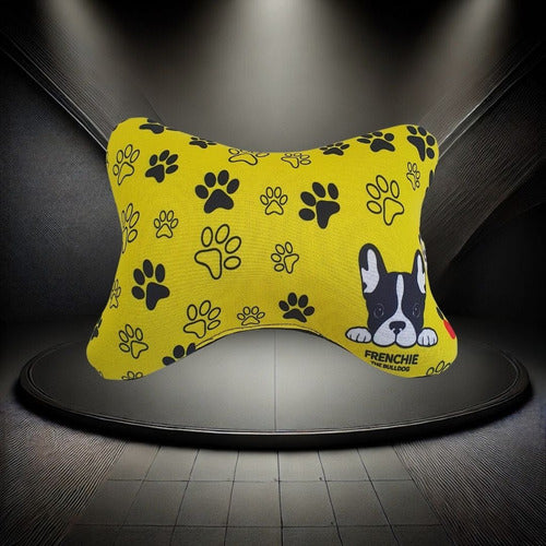 Almofada Apoio Cervical De Pescoço P Carro Bulldog Amarelo