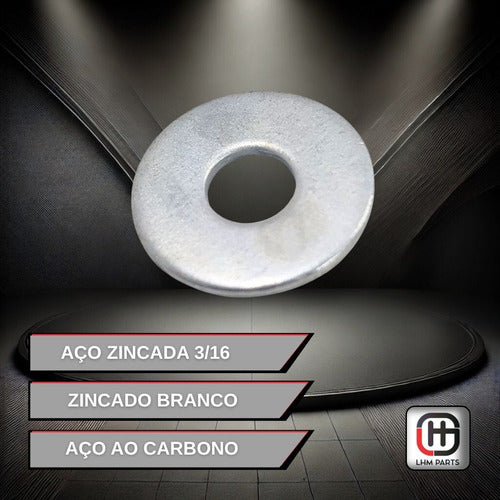 Arruela Lisa Aço Zincada 3/16 Zincado Branco - 100peças