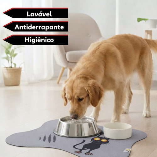Tapete Comedouro Pet Antiderrapante Americano Cachorro Gato