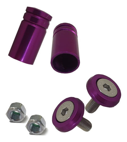 Parafuso De Placa + Tampa De Válvula Moto Redonda - Roxo