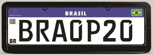 Moldura De Placa Carro Mercosul -universal Preta Lisa - Par