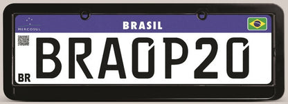 Moldura De Placa Carro Mercosul -universal Preta Lisa - Par