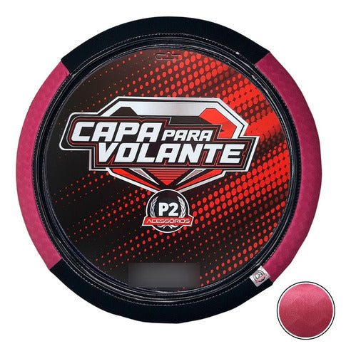 Capa De Volante Em Neoprene Preto - Rosa