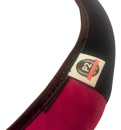 Capa De Volante Em Neoprene Preto - Rosa